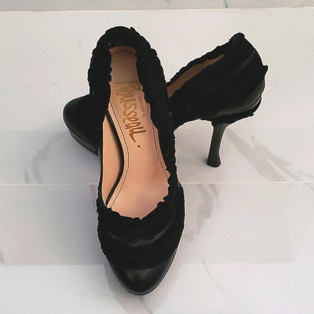 Jerome C. Rousseau Stiletto Black Leather Heels